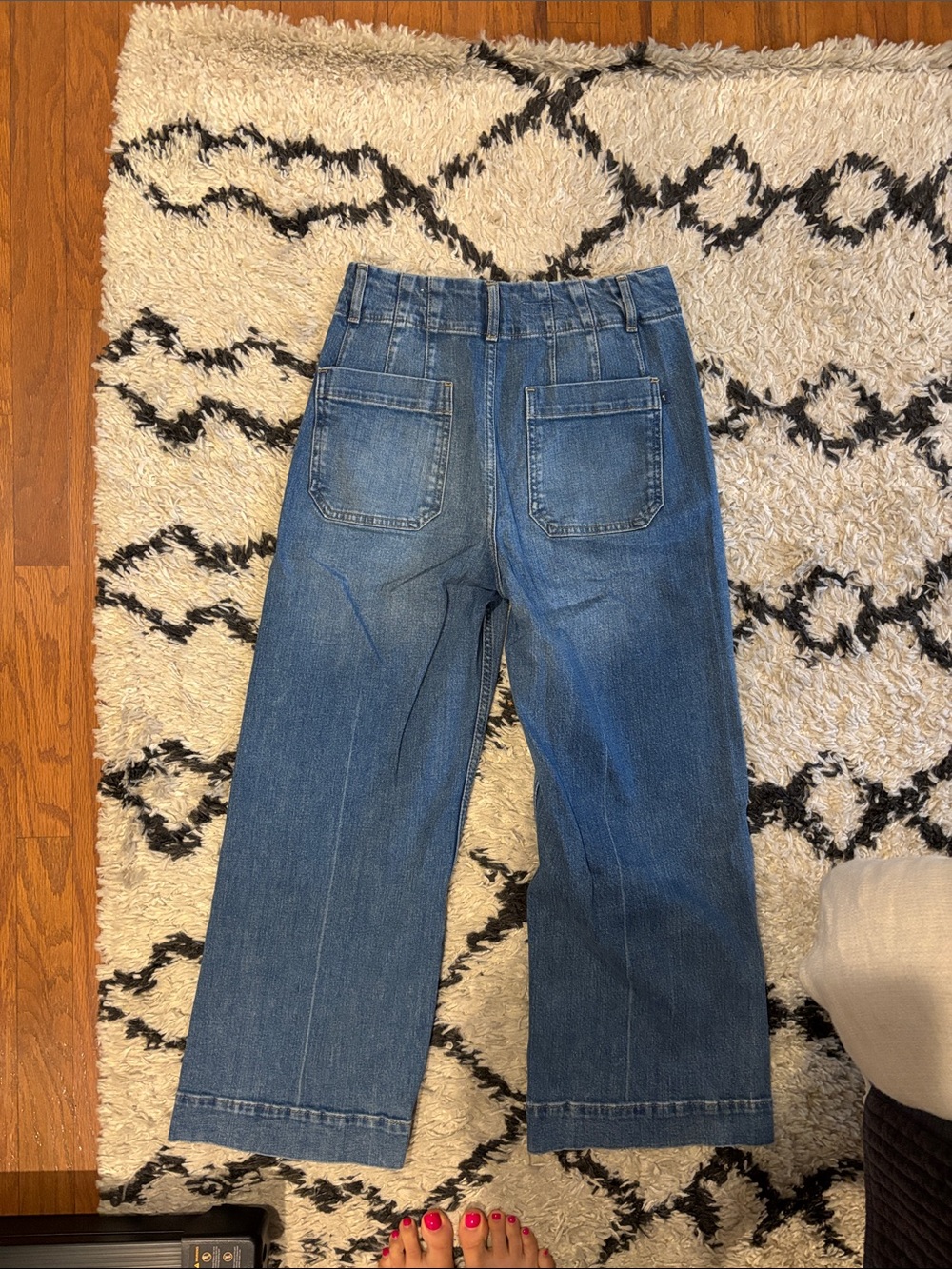 Pilcro Blue Denim Wide-Leg Jeans with Yellow Stitching - Picture 3 of 3